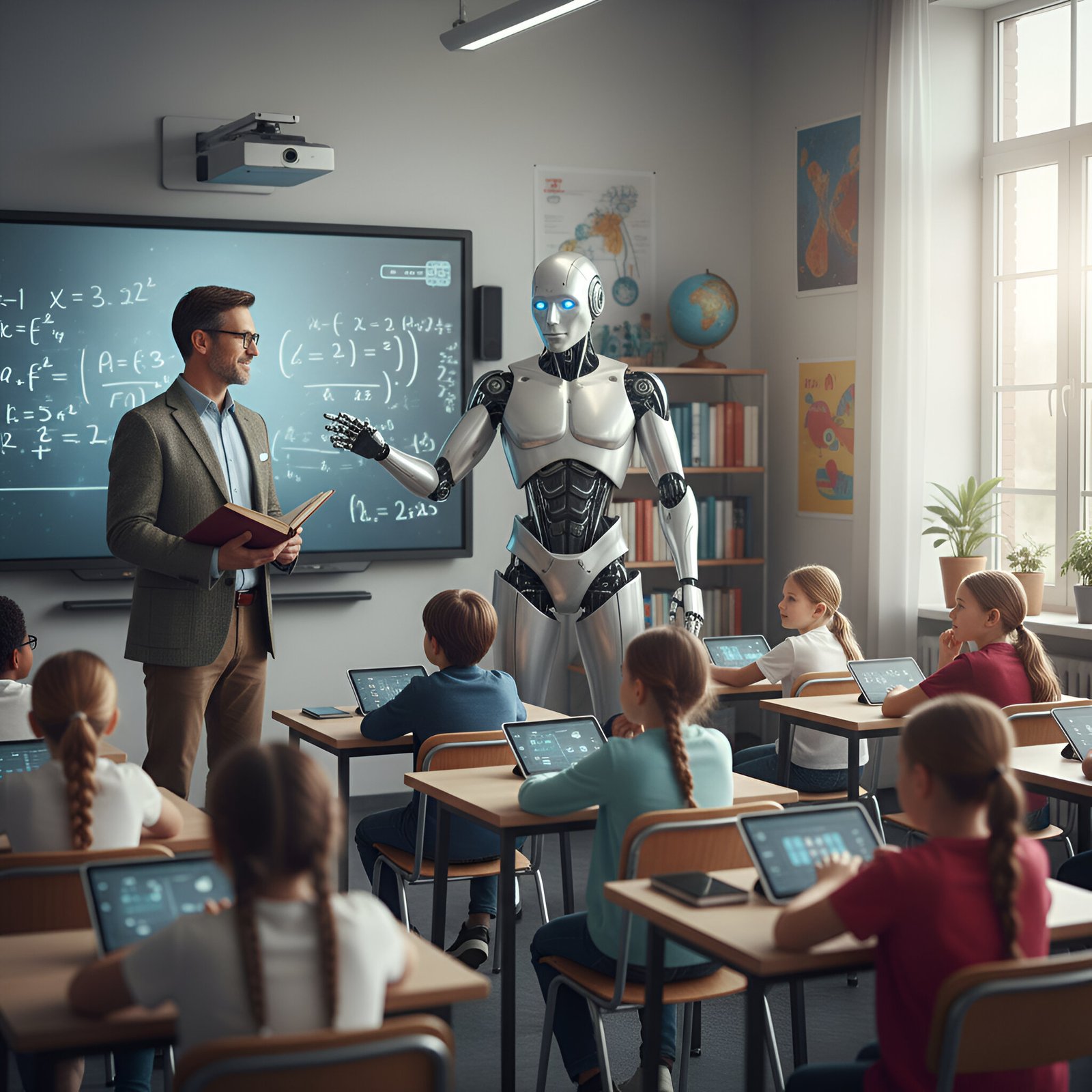 Facilitator teaching with robot